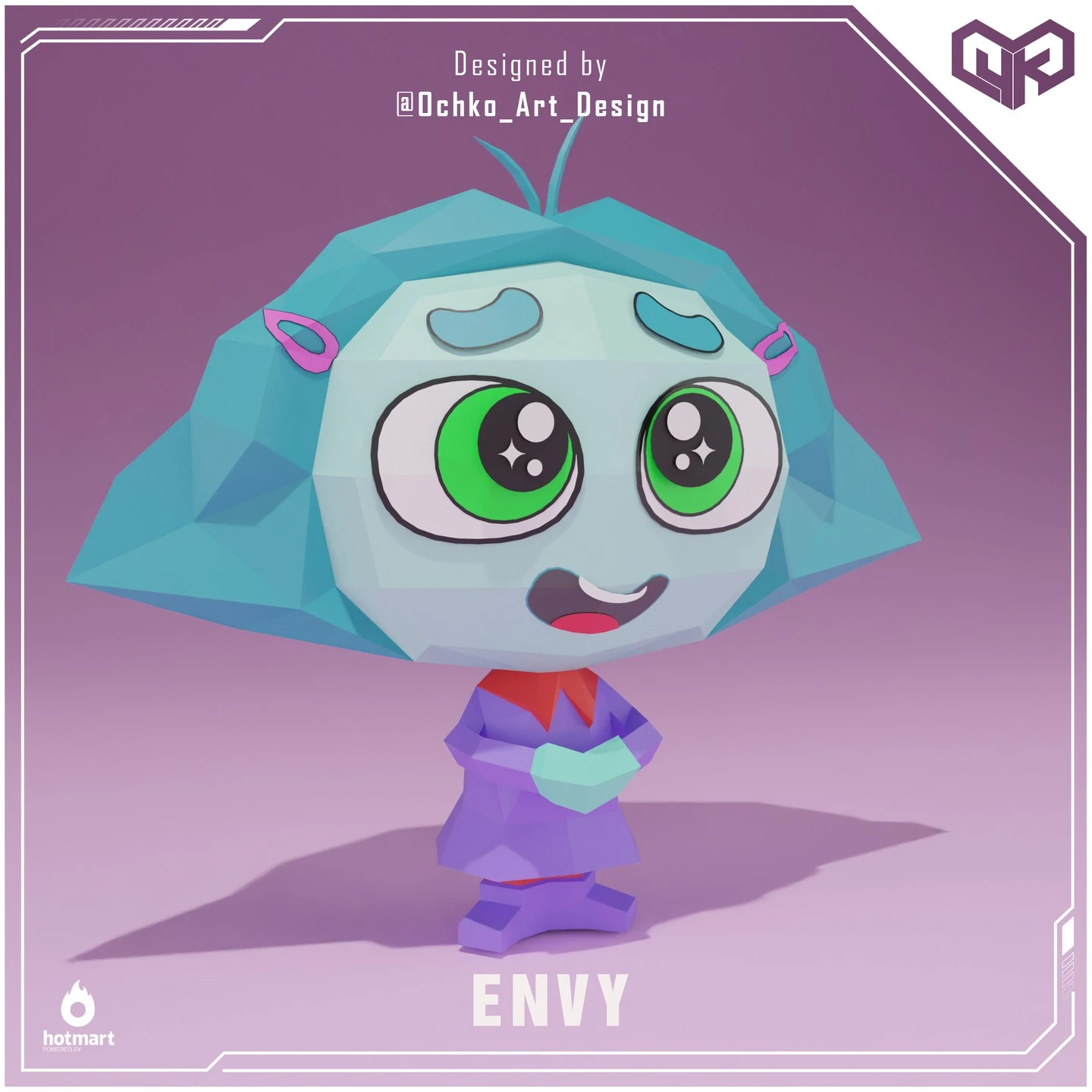 Envy Indide Out Low poly Papercraft | OchkoArtDesign