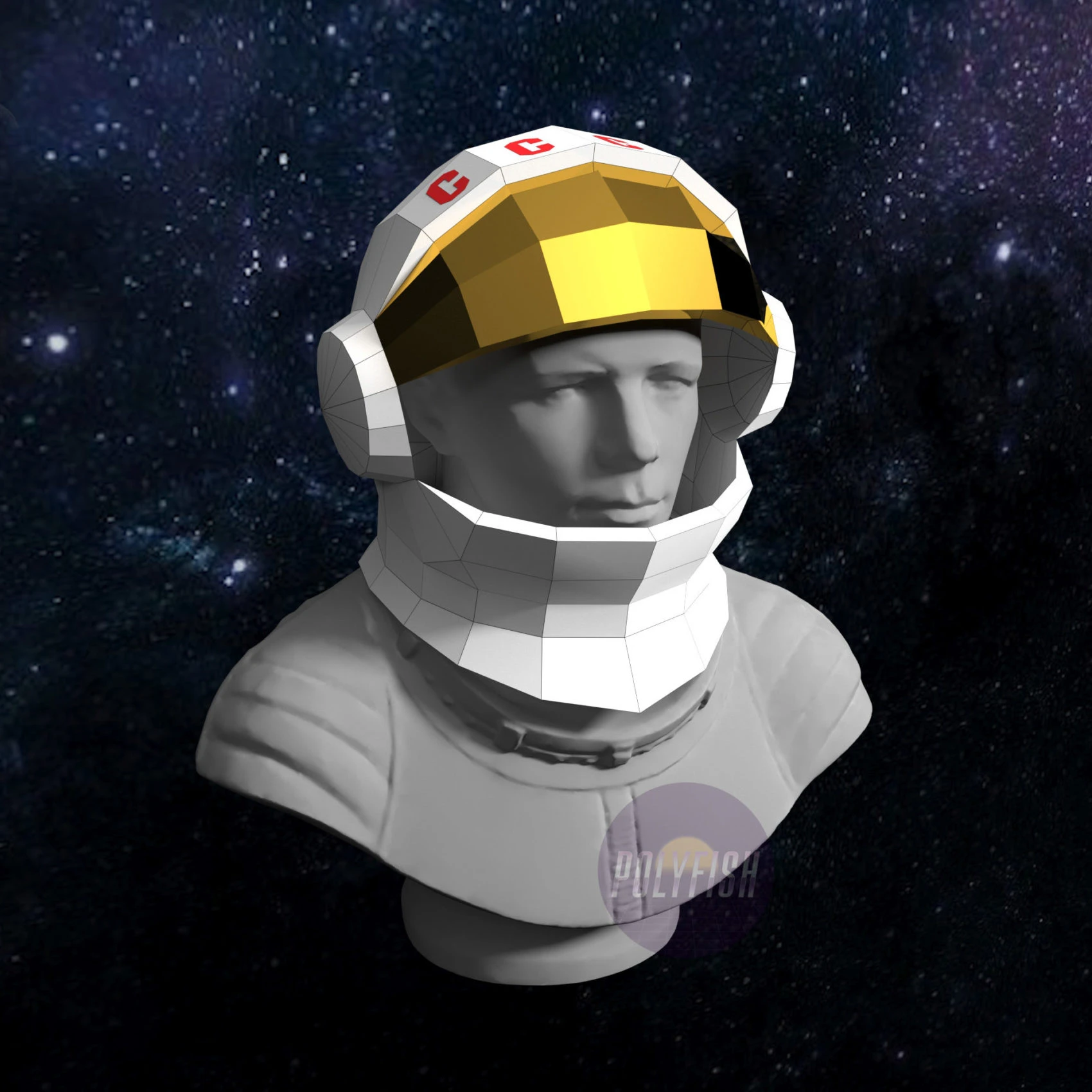 Astronaut Helmet PDF Template, Low Poly, Paper Sculpture, DIY, Pepakura Pattern, Handmade, Papercraft, Lowpoly, Lowpoly Papercraft