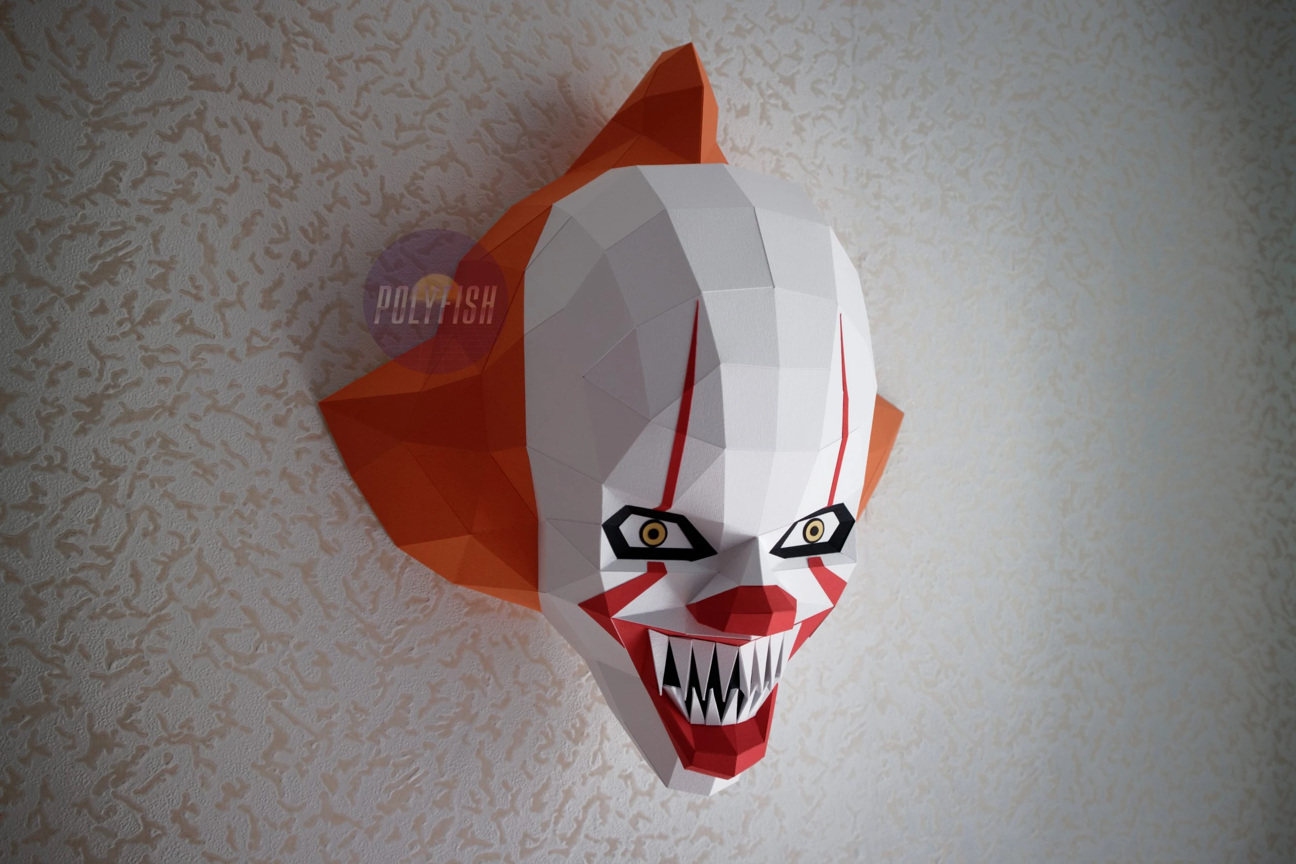 Pennywise 2019 PDF Template, Low Poly, Paper Sculpture, DIY, Pepakura Pattern, Handmade, Papercraft, Lowpoly, Lowpoly Papercraft