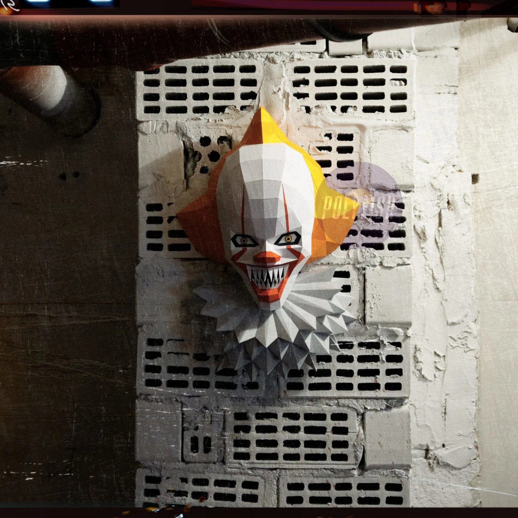 Pennywise 2019 PDF Template, Low Poly, Paper Sculpture, DIY, Pepakura Pattern, Handmade, Papercraft, Lowpoly, Lowpoly Papercraft