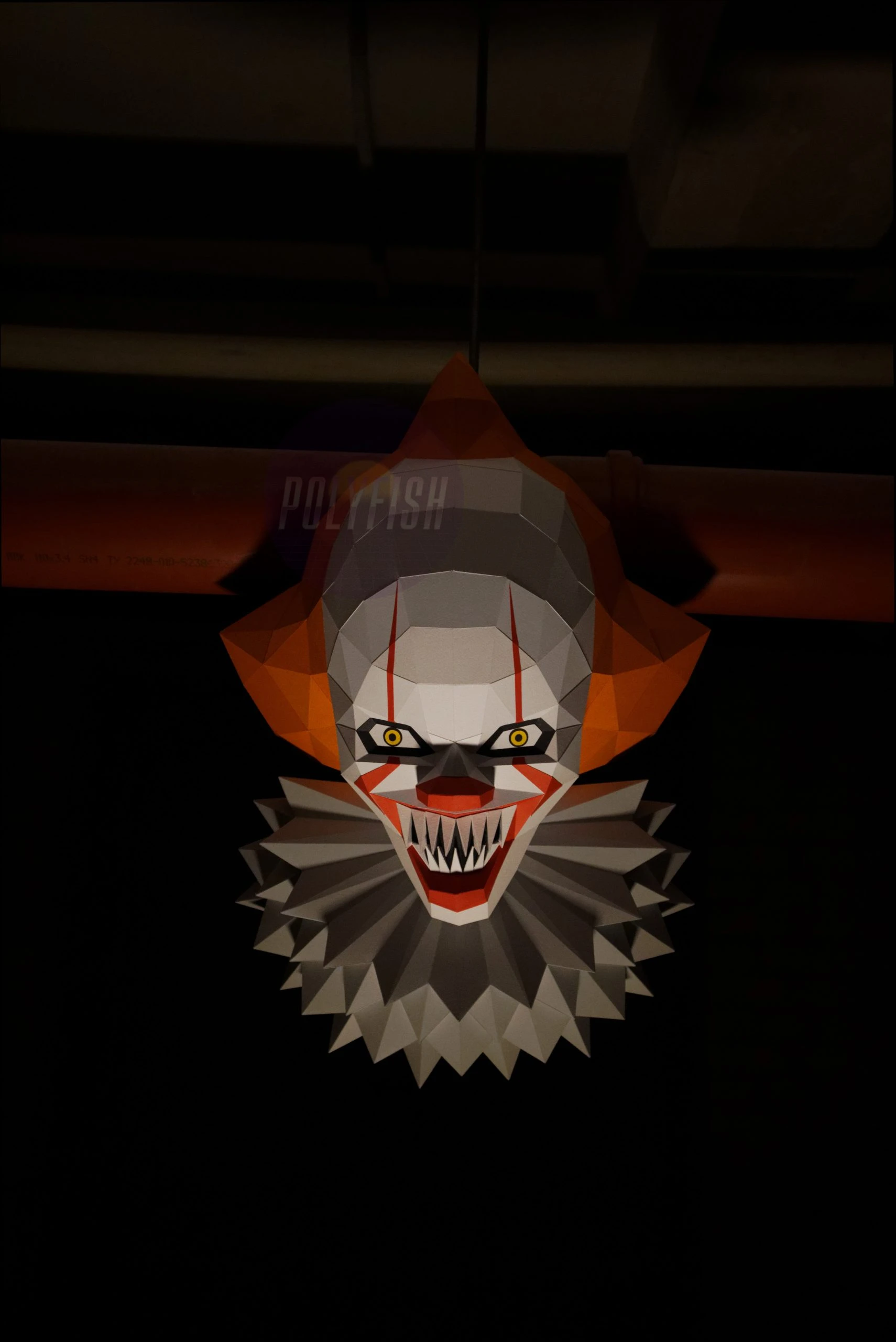 Pennywise 2019 PDF Template, Low Poly, Paper Sculpture, DIY, Pepakura Pattern, Handmade, Papercraft, Lowpoly, Lowpoly Papercraft