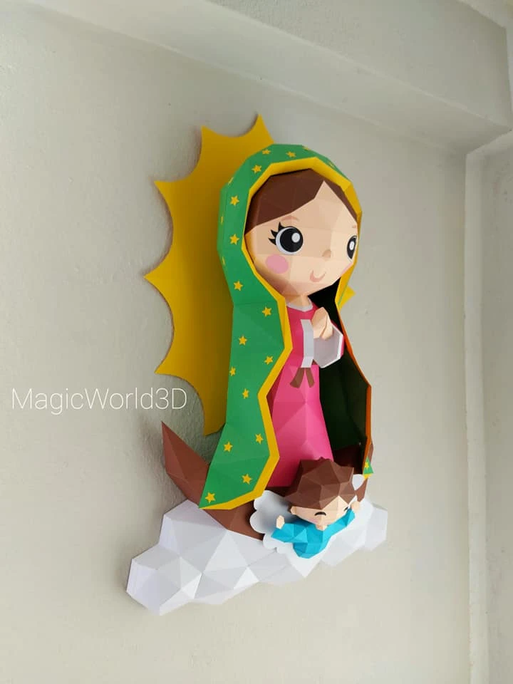 Cute Guadalupe Low Poly, Papercraft, PDF template, Paper model, Sculpture, 3D puzzle, Polygonal model, Lowpoly