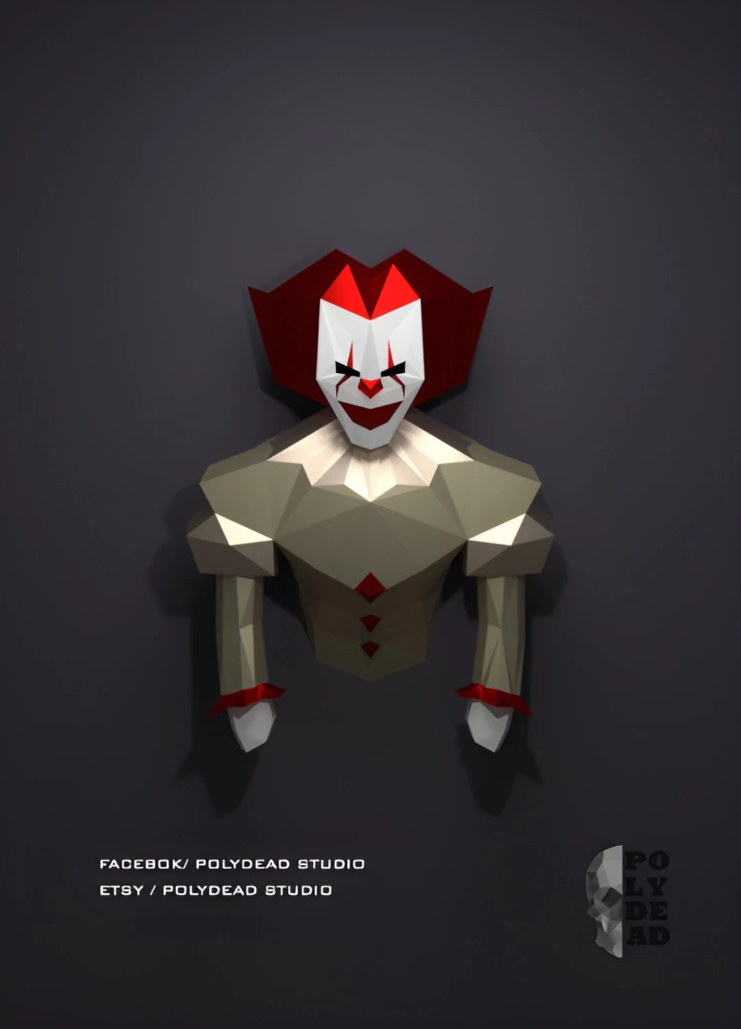 IT 2017 | Pennywise | Low Poly Paper Sculpture 3D | Halloween decor | templates PDF