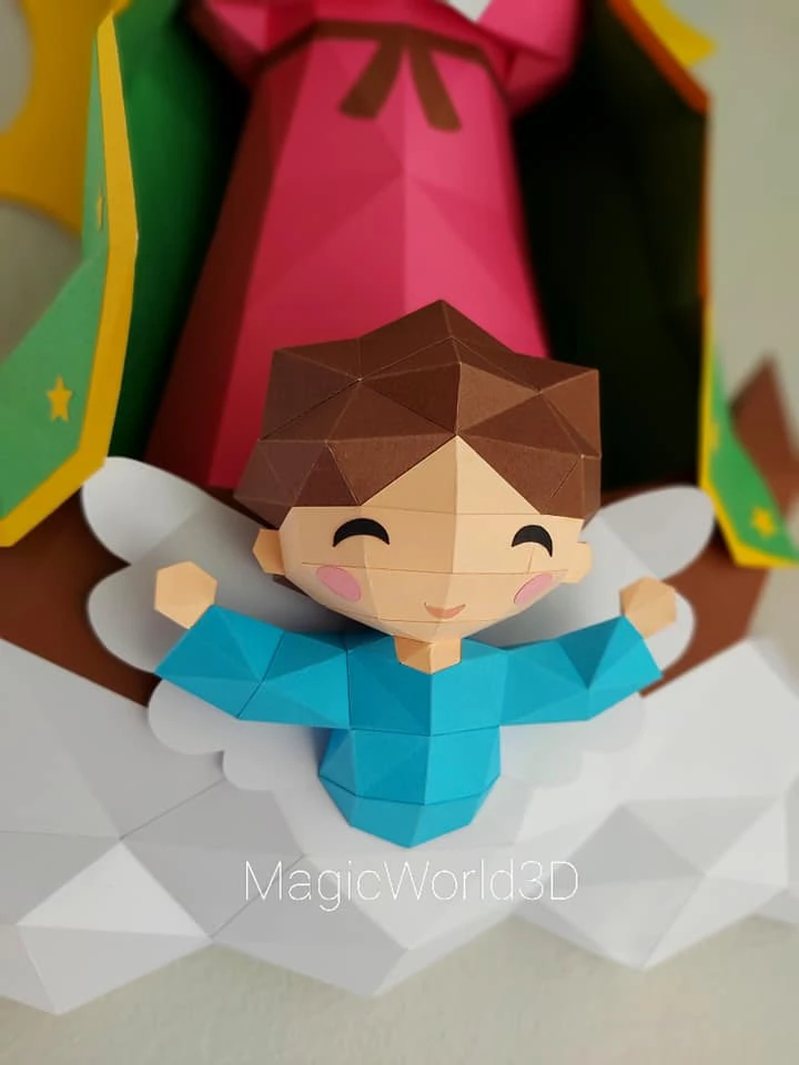 Cute Guadalupe Low Poly, Papercraft, PDF template, Paper model, Sculpture, 3D puzzle, Polygonal model, Lowpoly