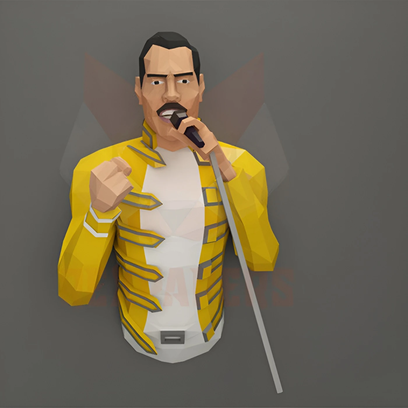 Freddie Mercury Papercraft, PDF Template, DIY 3d Model, FanArt, Paper Sculpture, Low Poly, Pepakura Craft, Manualidad