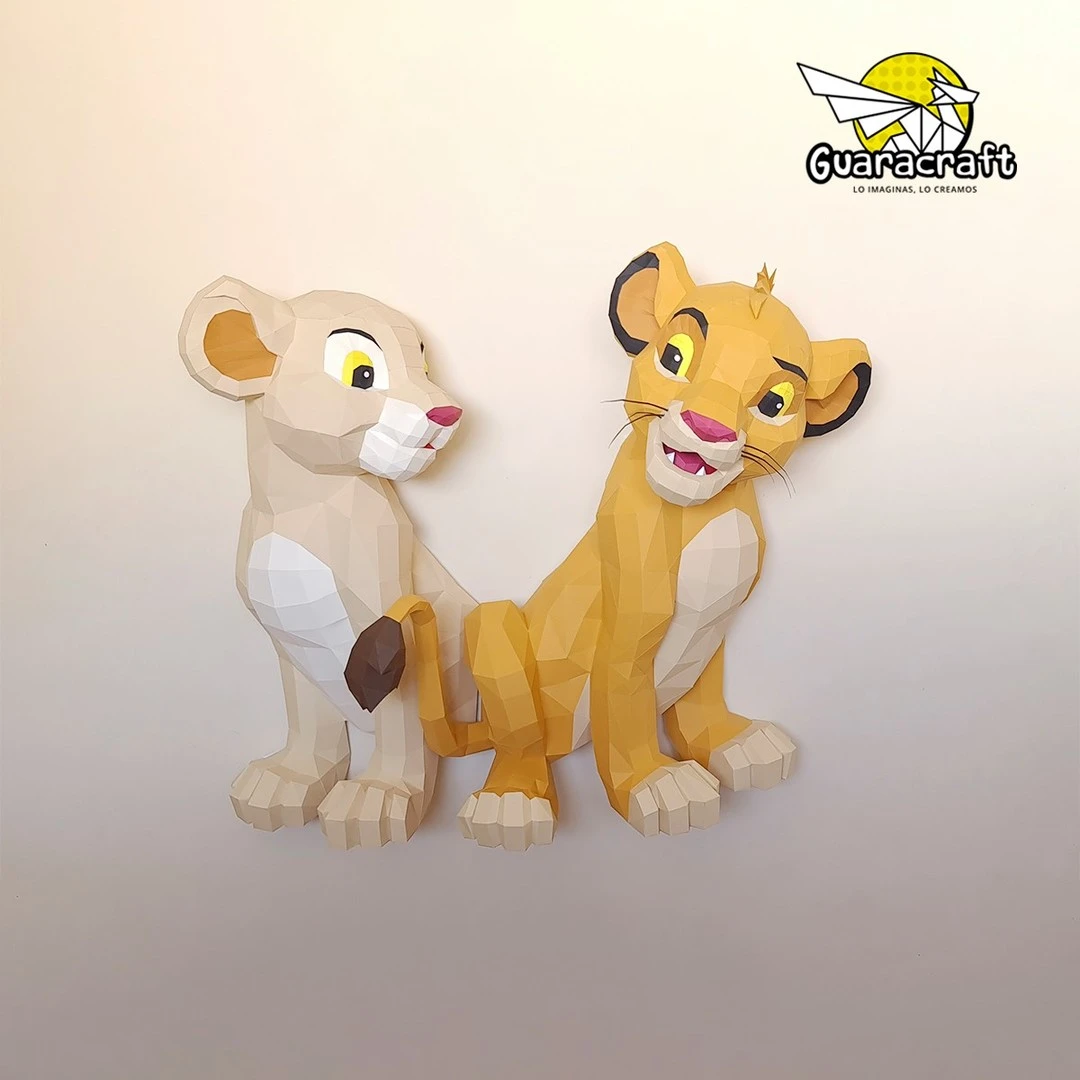 Simba & Nala, The Lion King Papercraft PDF, Template For office, Room, Decor, DIY gift for friends, family, Low poly Paper, Paper Craft 3D kit by J3Du