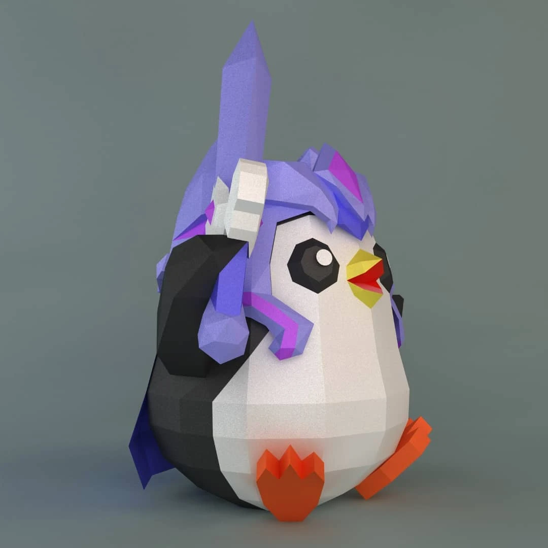 League of Legends Penguin Papercraft PDF, Template For office, Room, Decor, DIY gift for friends, family, Low poly Paper, Paper Craft 3D kit by J3Du