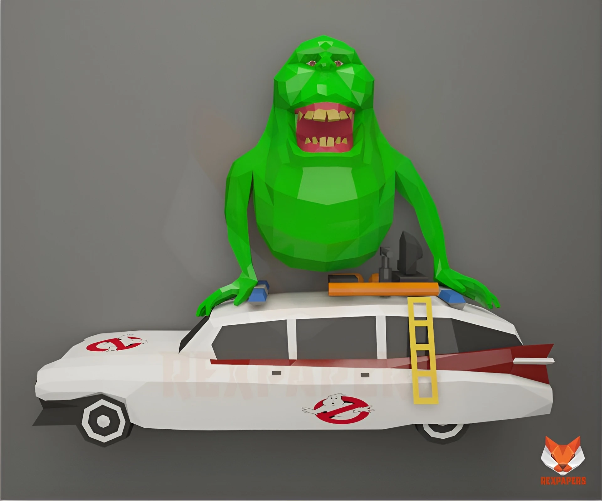 The Ghostbusters Papercraft, PDF Template, DIY 3d Model, FanArt, Paper Sculpture, Low Poly, Pepakura Craft, Manualidad