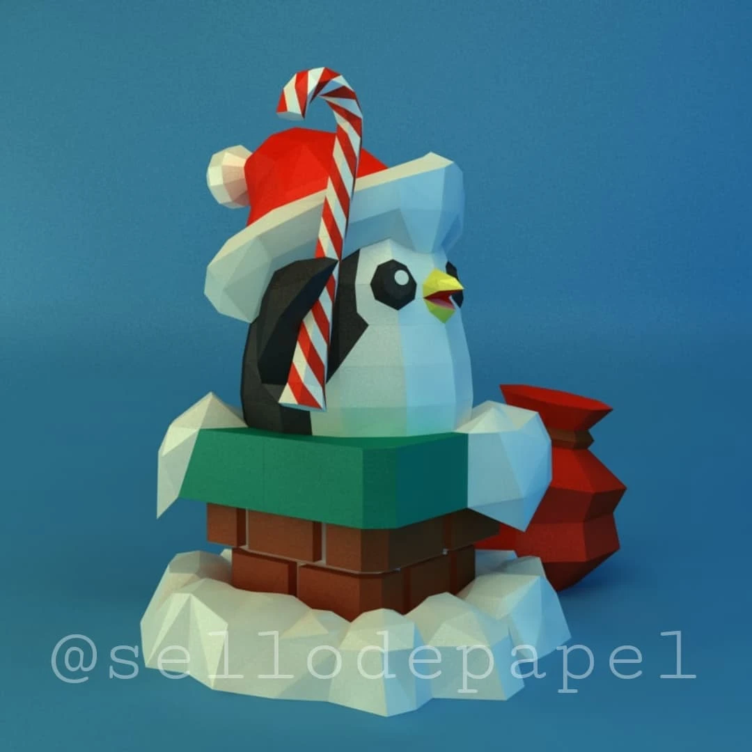 Pengu Christmas Featherknight - League of Legends - Christmas Penguin Papercraft PDF Template DIY 3d Model FanArt Paper Sculpture Low Poly Pepakura Craft Manualidad Papel