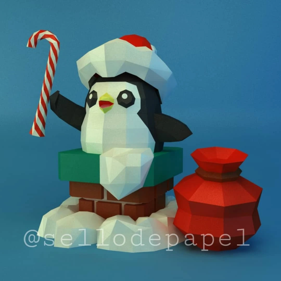 Pengu Christmas Featherknight - League of Legends - Christmas Penguin Papercraft PDF Template DIY 3d Model FanArt Paper Sculpture Low Poly Pepakura Craft Manualidad Papel