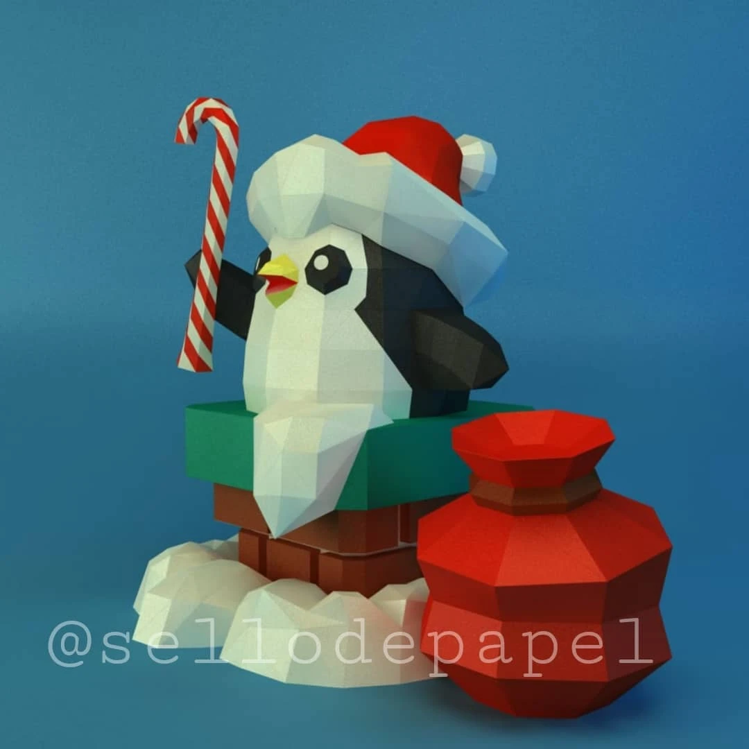 Pengu Christmas Featherknight - League of Legends - Christmas Penguin Papercraft PDF Template DIY 3d Model FanArt Paper Sculpture Low Poly Pepakura Craft Manualidad Papel