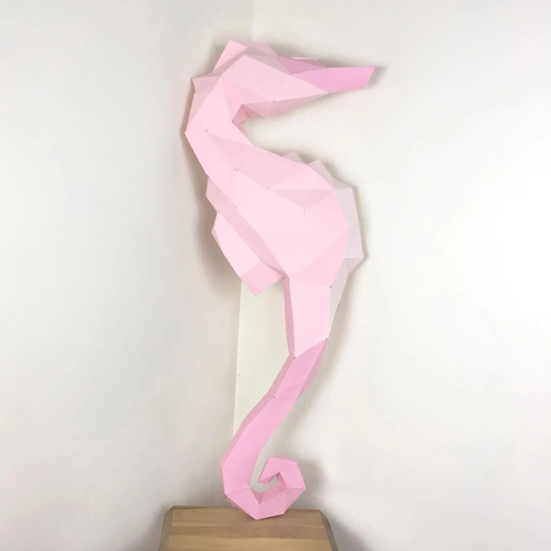 Seahorse papercraft. You get PDF digital file templates and instructions for these DIY modern paper sculpture.