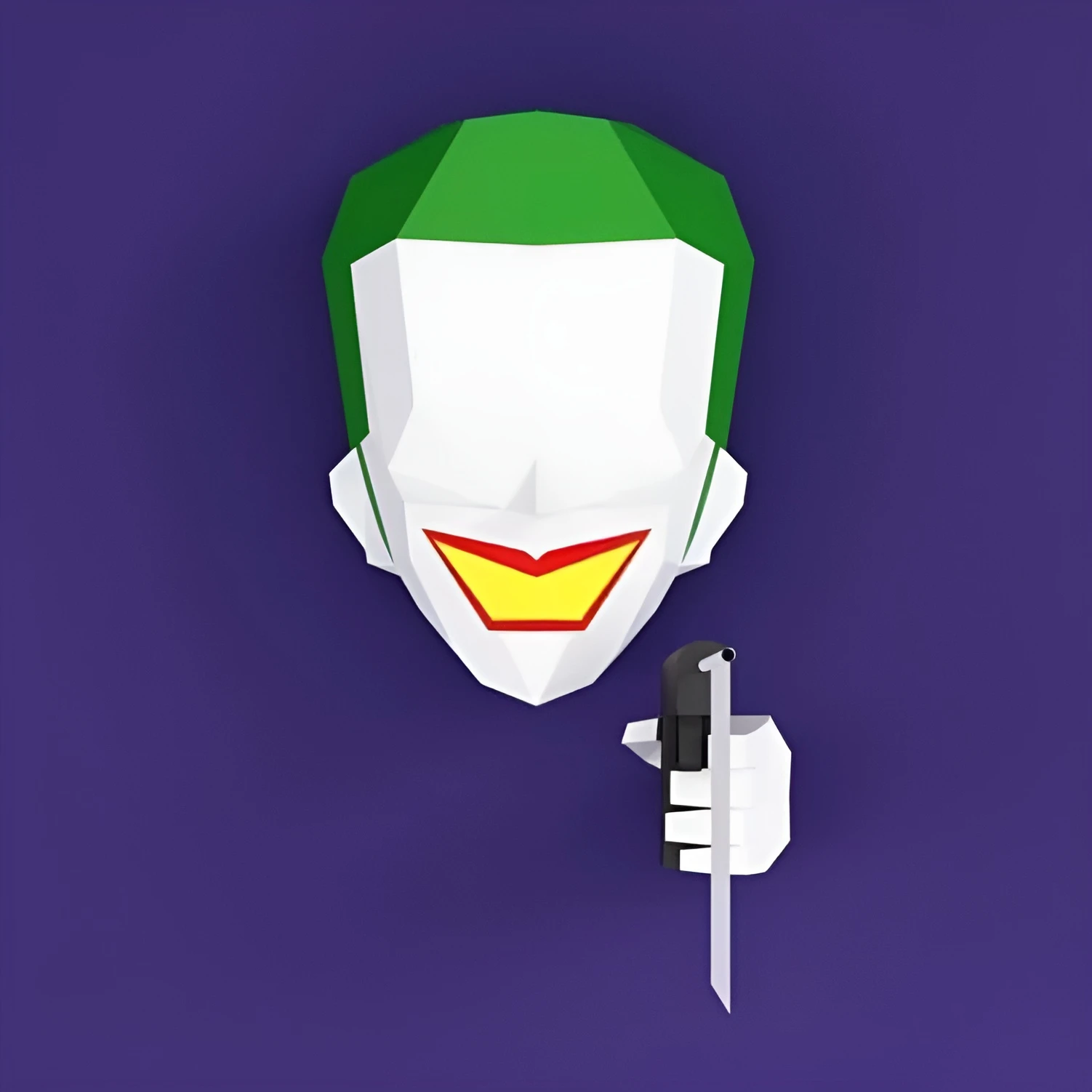 DIY lowpoly Papercraft, Joker, Sculpture, DIY, Decoration, Wall, Origami, Art, Craft, Template, Printable, Superheroes, Fanart