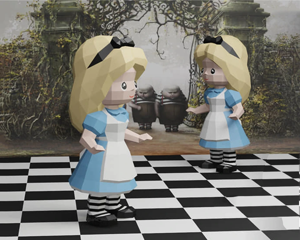 Princess Alice/ Alice in Wonderland/ DiY Craft/ Template PDF/ Low Poly/ Papercraft/ 3D Doll/ Origami/ Home decor