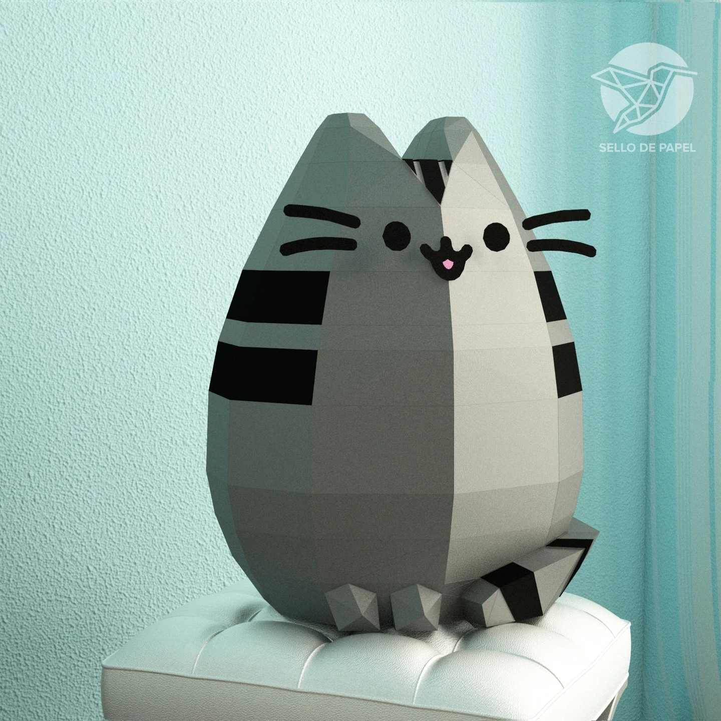 Pusheen Cat - Michi - Gato Papercraft PDF Template DIY 3d Model FanArt Paper Sculpture Low Poly Pepakura Craft Manualidad Papel