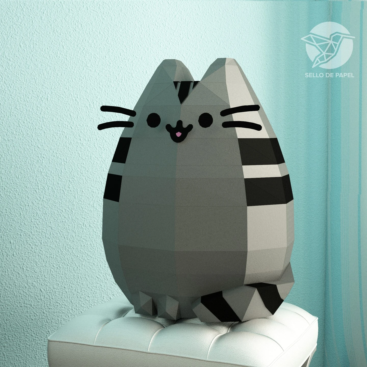 Pusheen Cat - Michi - Gato Papercraft PDF Template DIY 3d Model FanArt Paper Sculpture Low Poly Pepakura Craft Manualidad Papel