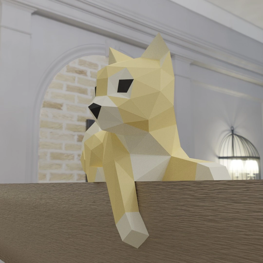 3D Low Poly Kitten DIY | Printable Papercraft | Unique Geometric Decoration | Original Gift | Relaxing Craft | PDF model