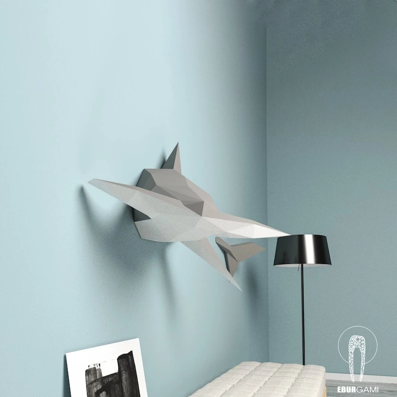Hammerhead Shark Papercraft, 3D Papercraft - Build Your Own Low Poly Paper Sculpture PDF Download DIY gift, Wall Decor for home - Eburgami