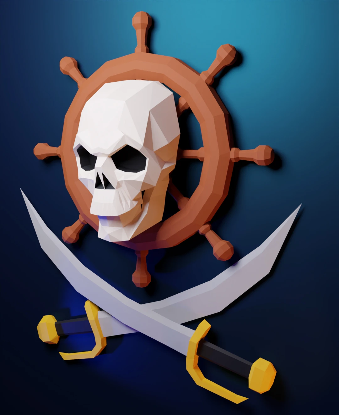 SAILOR SKULL, Papercraft, Template, DIY, Paper, Low Poly, Holiday, 3D Model, Pdf Low Poply, October, Carnival, Halloween