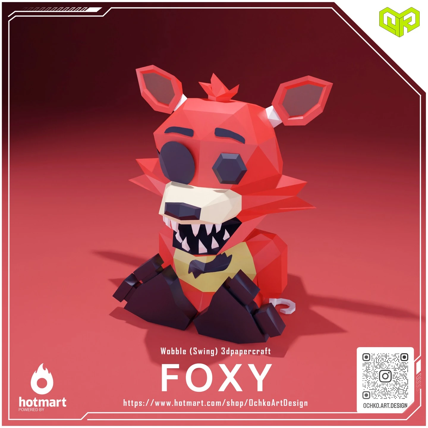 Halloween Wobble Foxy - Five Nights at Freddy's Low poly Papercraft | OchkoArtDesign