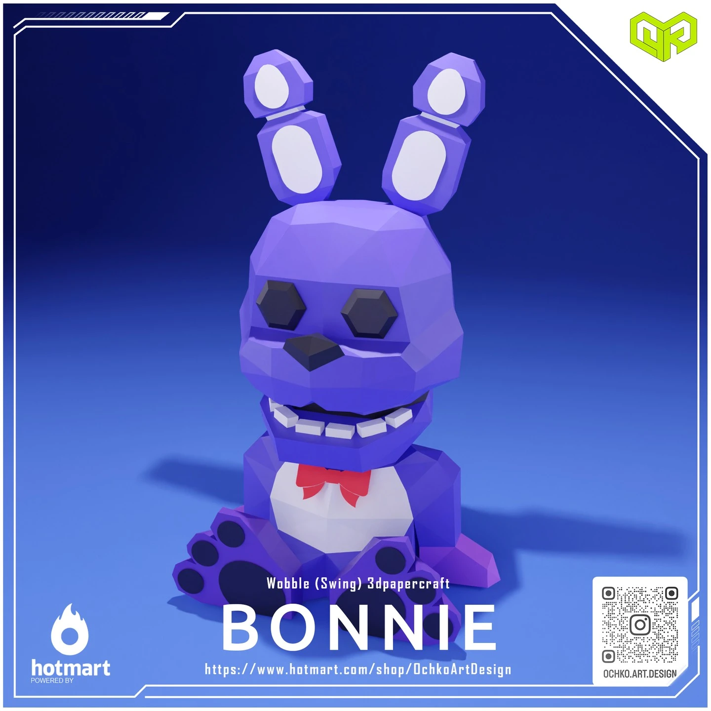 Halloween Wobble Bonnie - Five Nights at Freddy's Low poly Papercraft | OchkoArtDesign