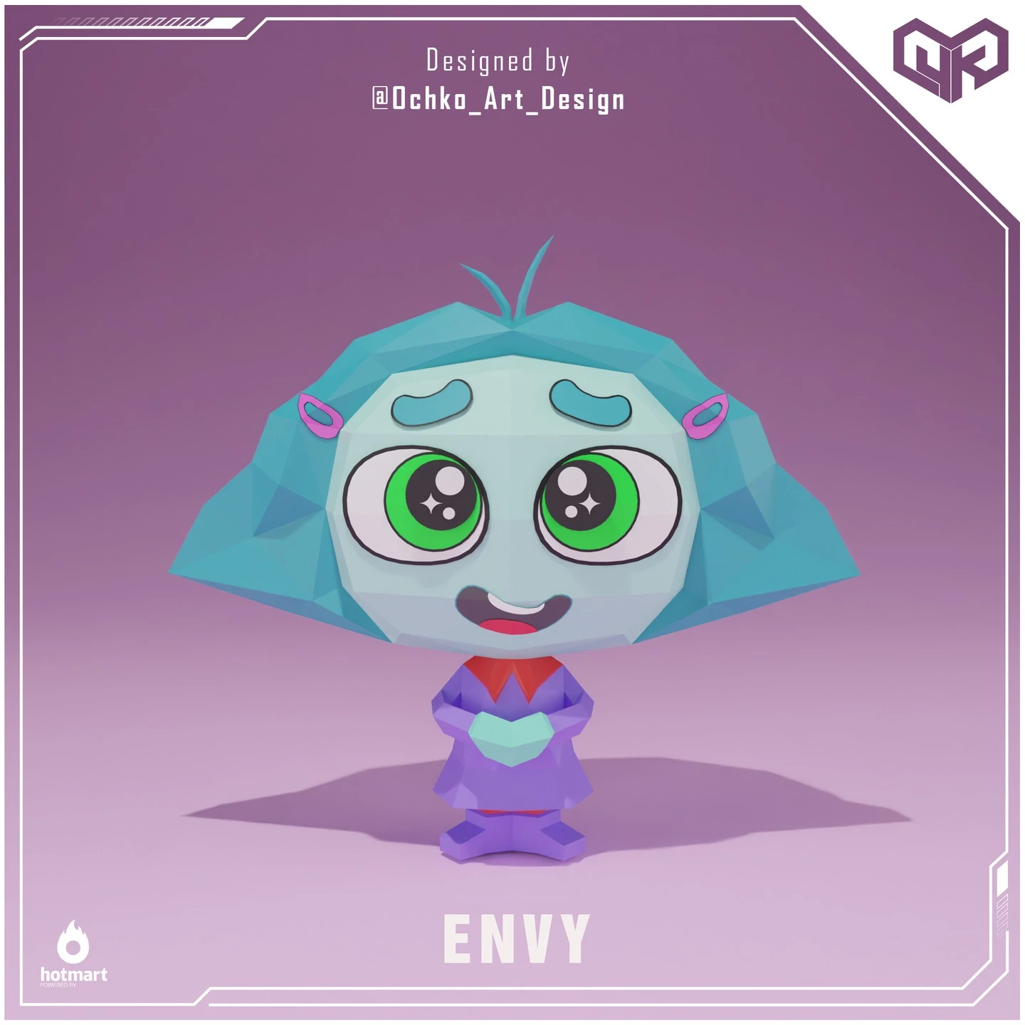 Envy Indide Out Low poly Papercraft | OchkoArtDesign