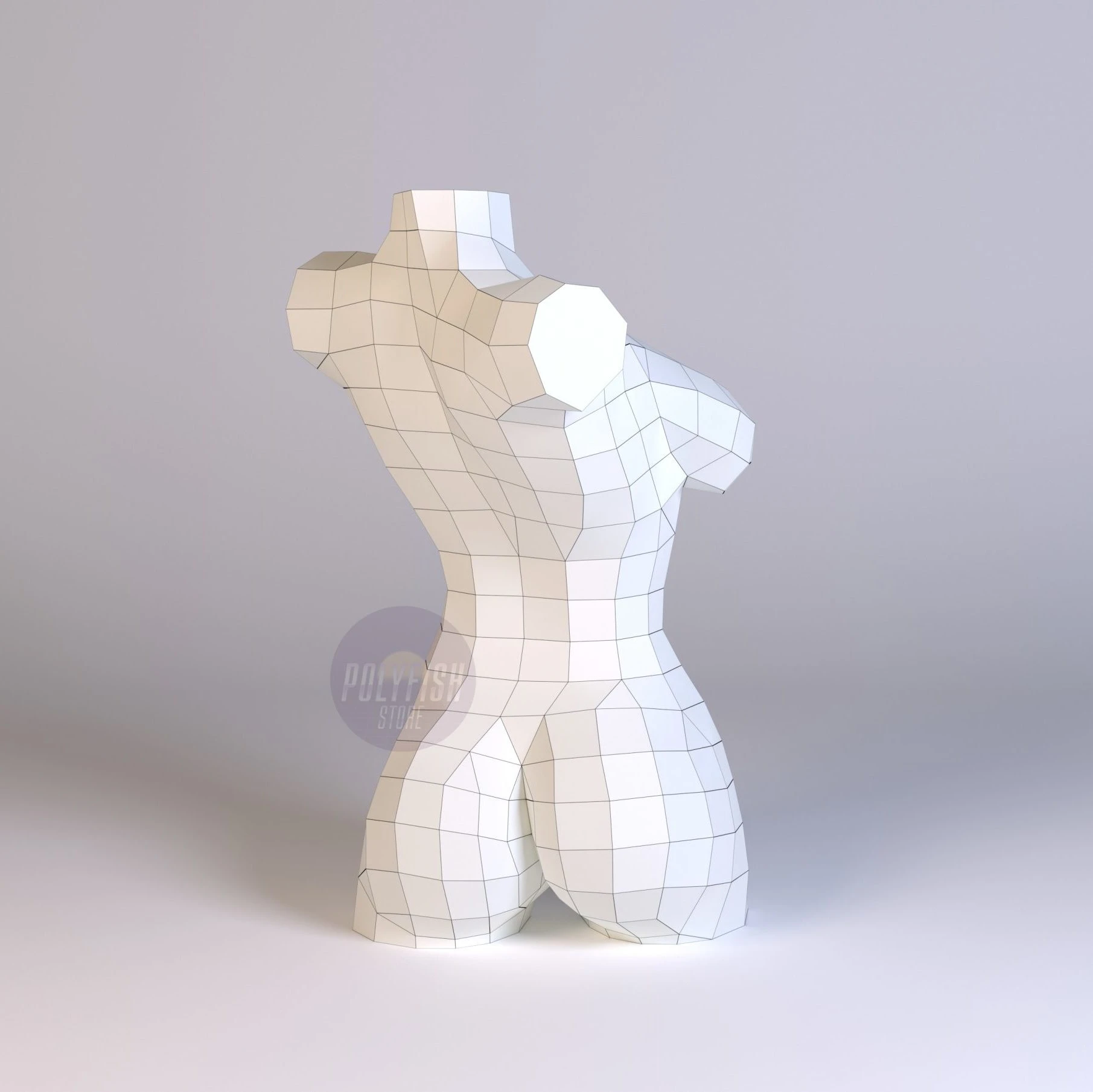 Female Torso, Womens Body PDF Template, Low Poly, Paper Sculpture, DIY, Pepakura Pattern, Handmade, Papercraft, Lowpoly, Lowpoly Papercraft