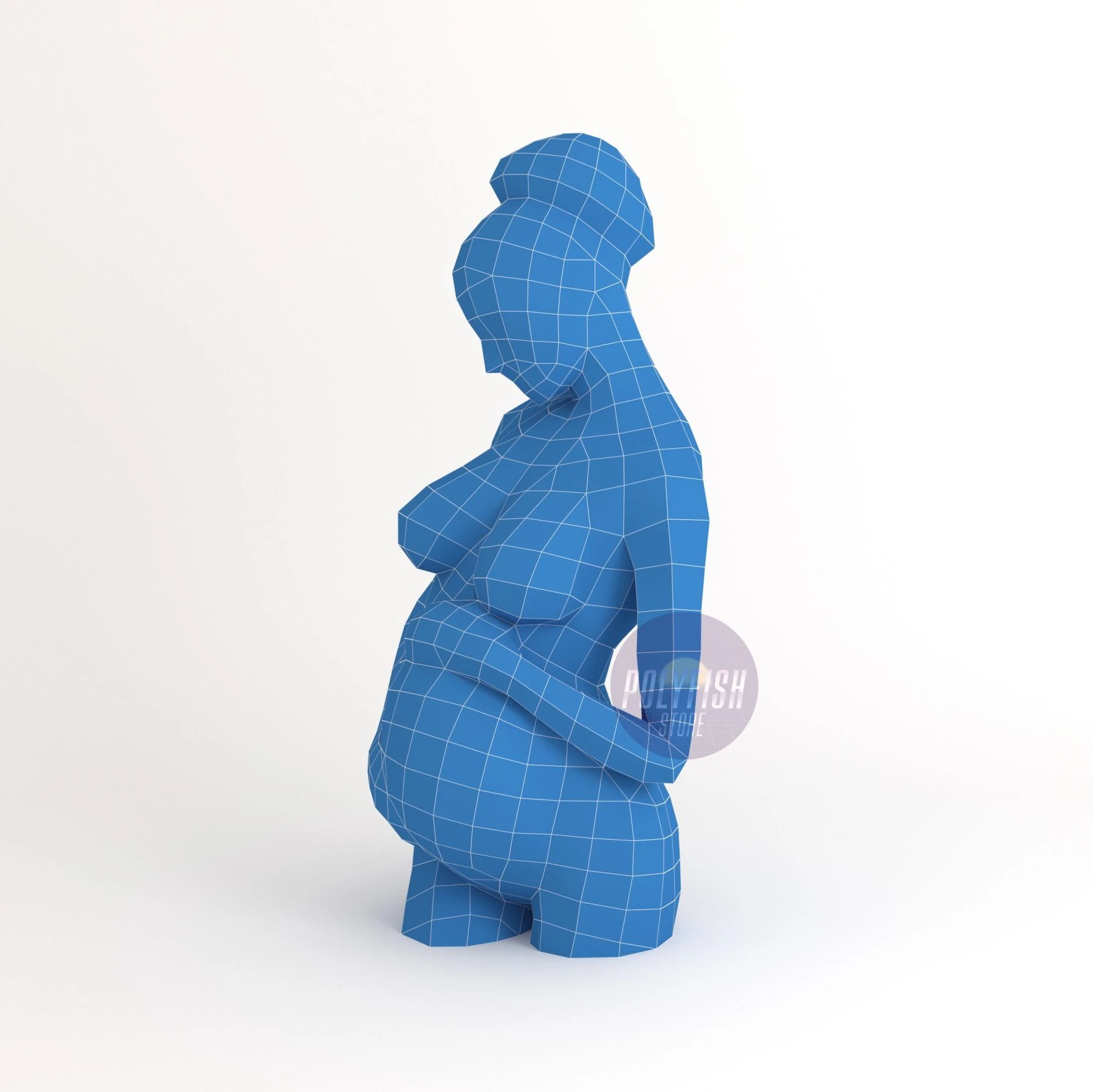 Pregnancy PDF Template, Low Poly, Paper Sculpture, DIY, Pepakura Pattern, Handmade, Papercraft, Lowpoly, Lowpoly Papercraft