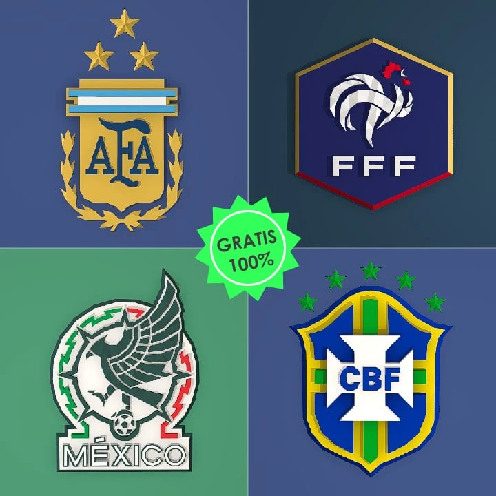 Qatar 2022 World Cup Shields Argentina, Mexico, France, Brazil PDF Papercraft Templates, Paper Art and Craft for Home Decor, DIY, 3DIER, PDF Patterns, Papercraft Templates, Low Poly