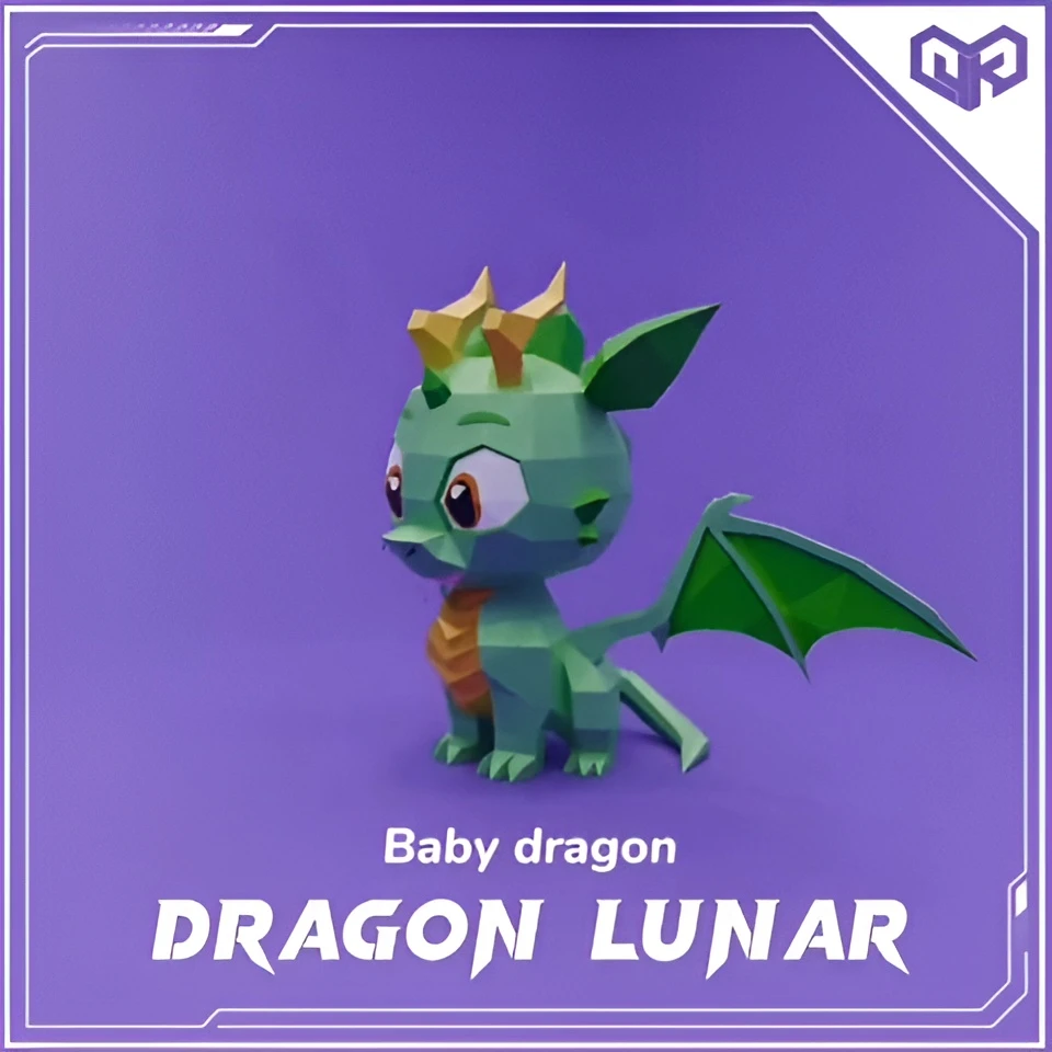 Baby Dragon - Dragon Lunar Low poly Papercraft | OchkoArtDesign