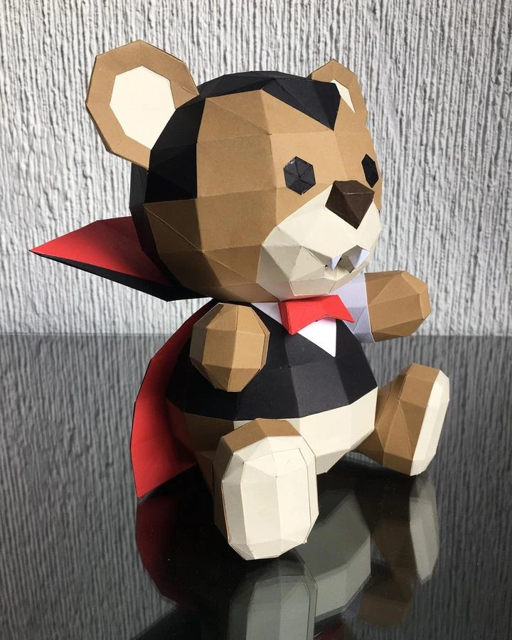 HALLOWEEN VAMPIRE TEDDY, bear, Papercraft, Template, DIY, Paper, Low Poly, Holiday, 3D Model, Pdf Low Poply, October, Carnival, Halloween