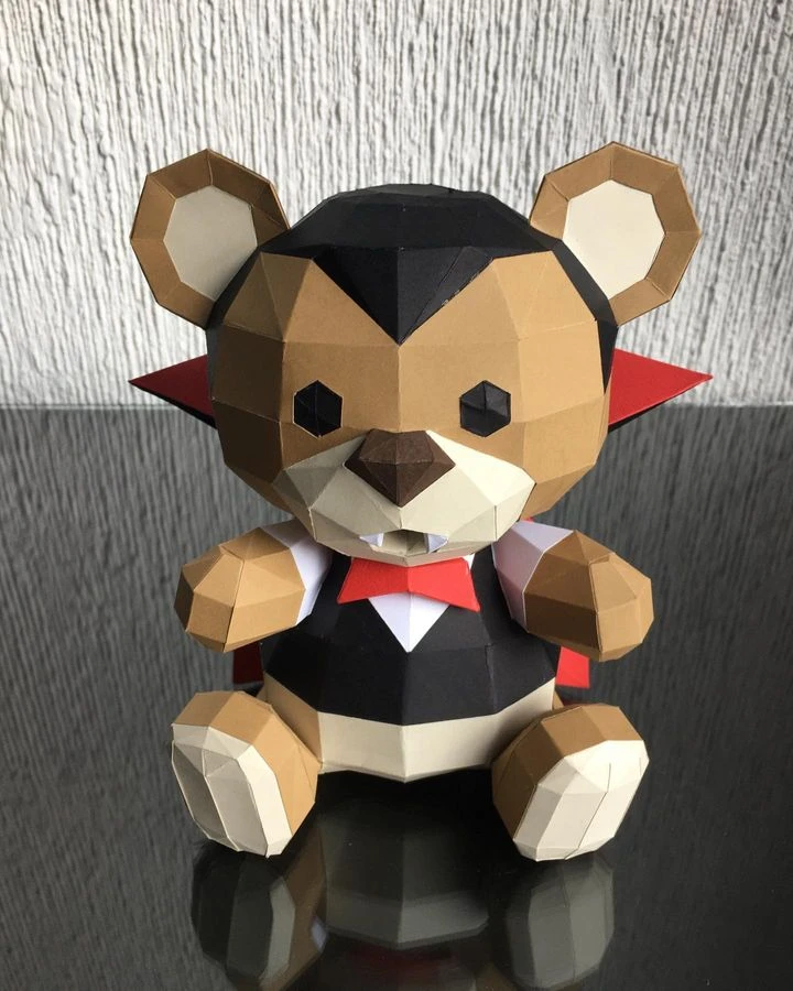 HALLOWEEN VAMPIRE TEDDY, bear, Papercraft, Template, DIY, Paper, Low Poly, Holiday, 3D Model, Pdf Low Poply, October, Carnival, Halloween