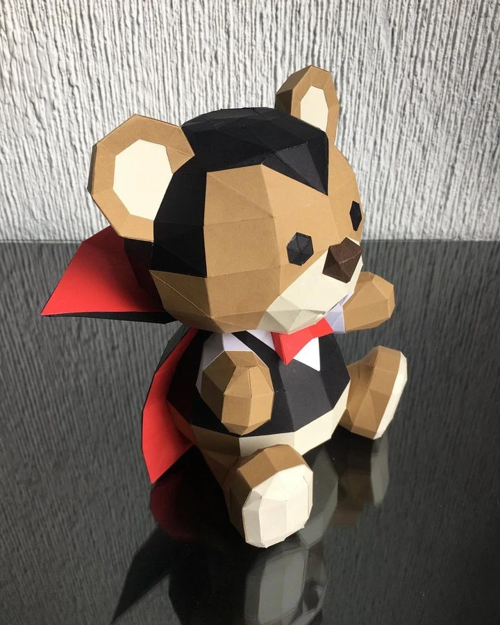 HALLOWEEN VAMPIRE TEDDY, bear, Papercraft, Template, DIY, Paper, Low Poly, Holiday, 3D Model, Pdf Low Poply, October, Carnival, Halloween