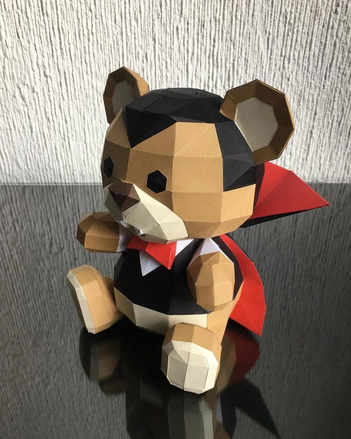 HALLOWEEN VAMPIRE TEDDY, bear, Papercraft, Template, DIY, Paper, Low Poly, Holiday, 3D Model, Pdf Low Poply, October, Carnival, Halloween