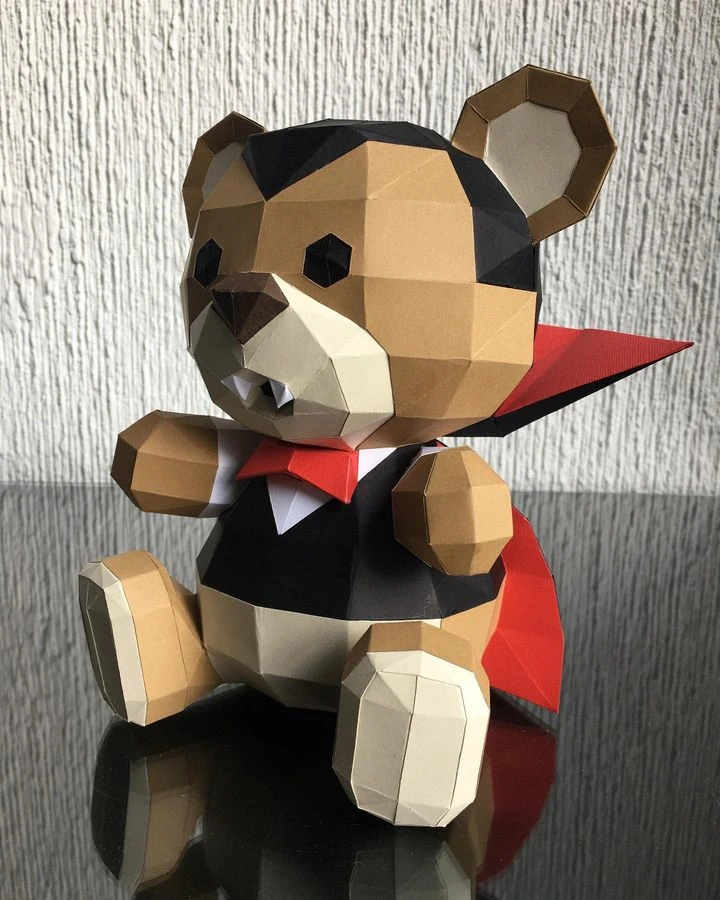 HALLOWEEN VAMPIRE TEDDY, bear, Papercraft, Template, DIY, Paper, Low Poly, Holiday, 3D Model, Pdf Low Poply, October, Carnival, Halloween