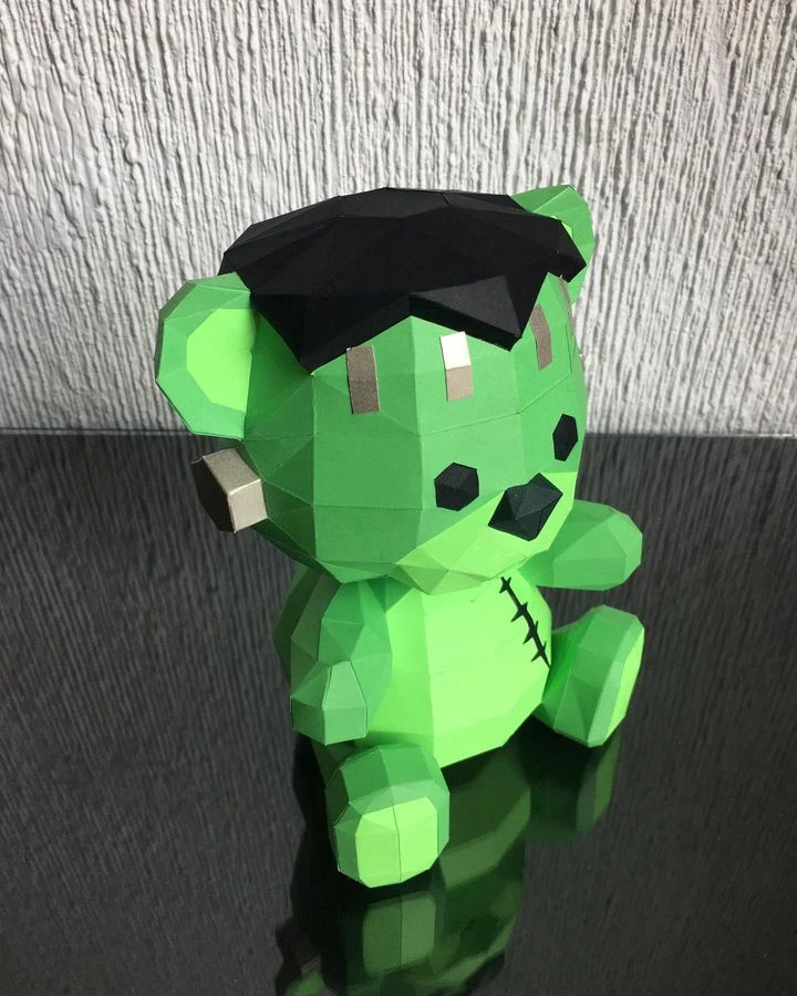 HALLOWEEN FRANKENSTEIN TEDDY, bear, Papercraft, Template, DIY, Paper, Low Poly, Holiday, 3D Model, Pdf Low Poply, October, Carnival, Halloween