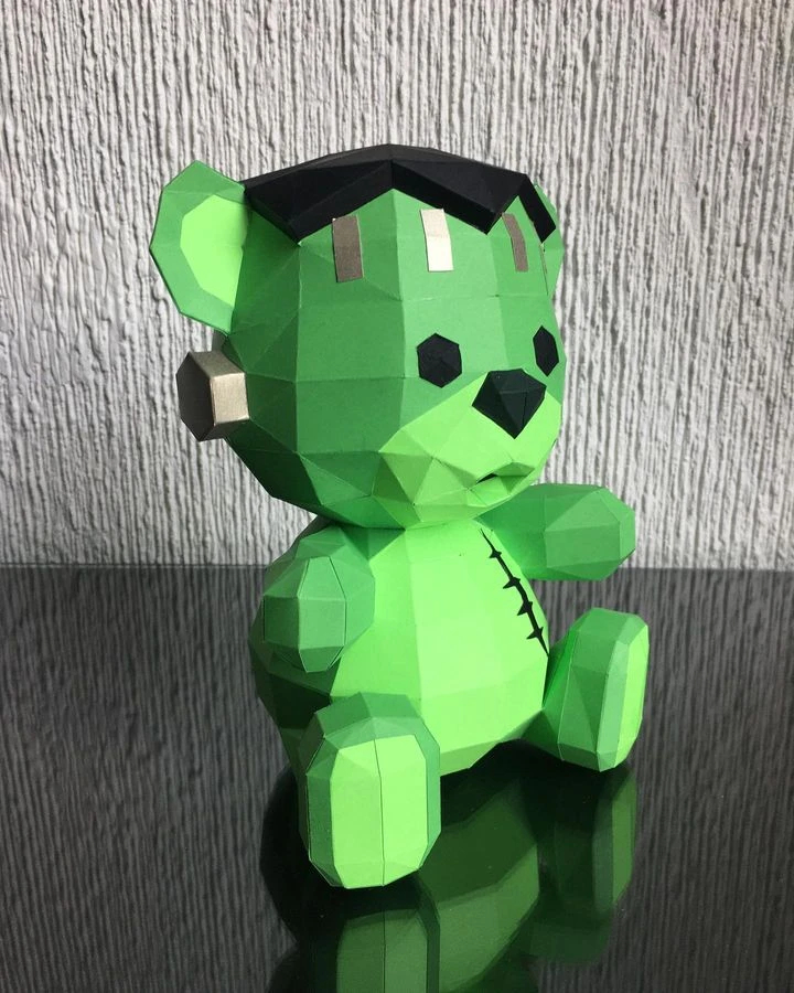 HALLOWEEN FRANKENSTEIN TEDDY, bear, Papercraft, Template, DIY, Paper, Low Poly, Holiday, 3D Model, Pdf Low Poply, October, Carnival, Halloween