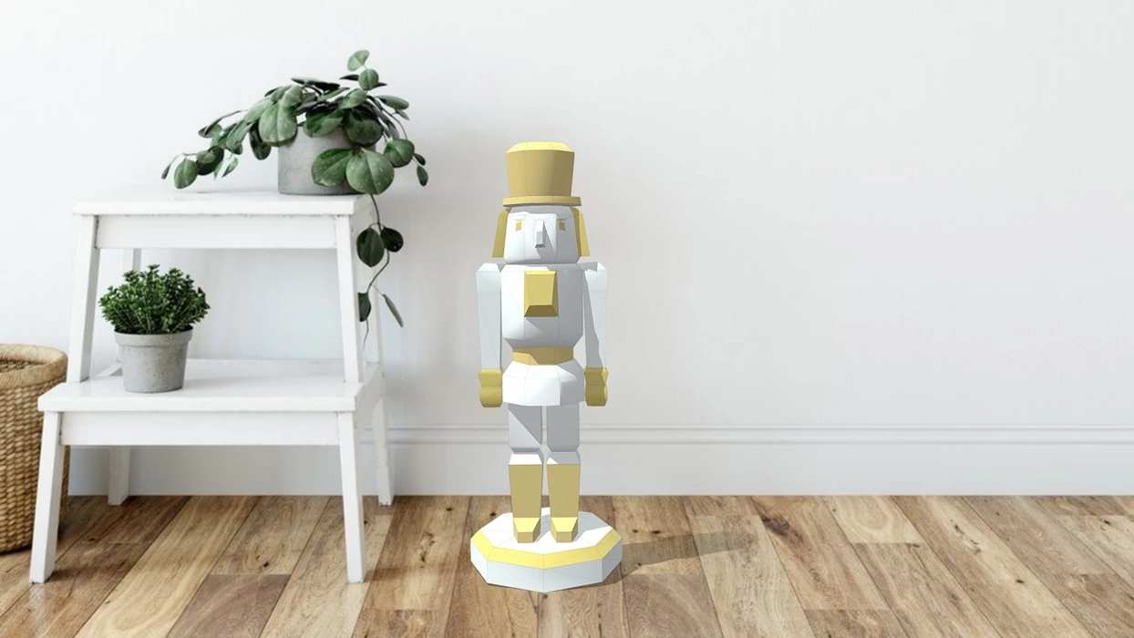 Nutcracker papercraft. You get PDF digital file templates and instructions for these DIY modern paper sculpture.