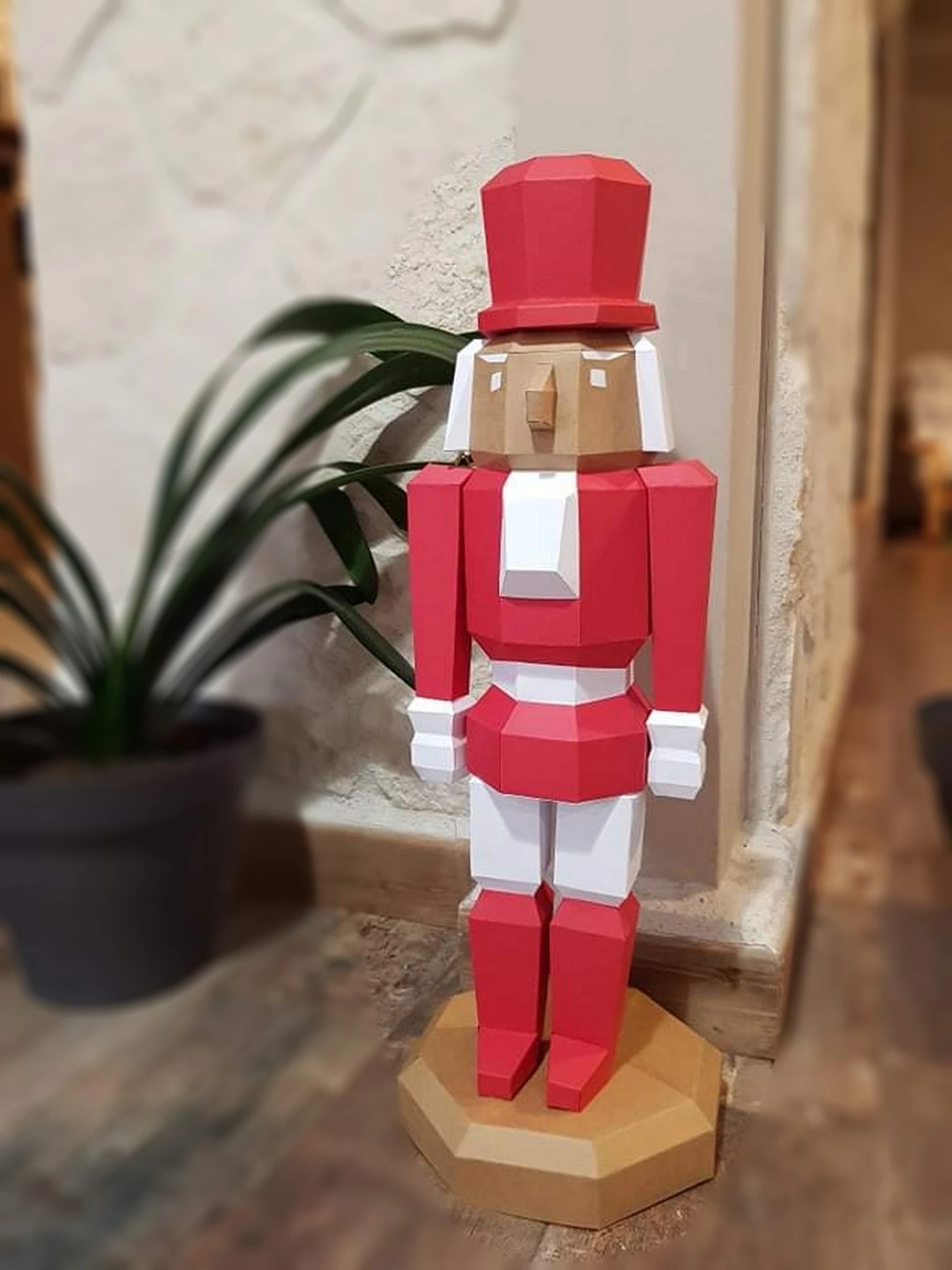 Nutcracker papercraft. You get PDF digital file templates and instructions for these DIY modern paper sculpture.