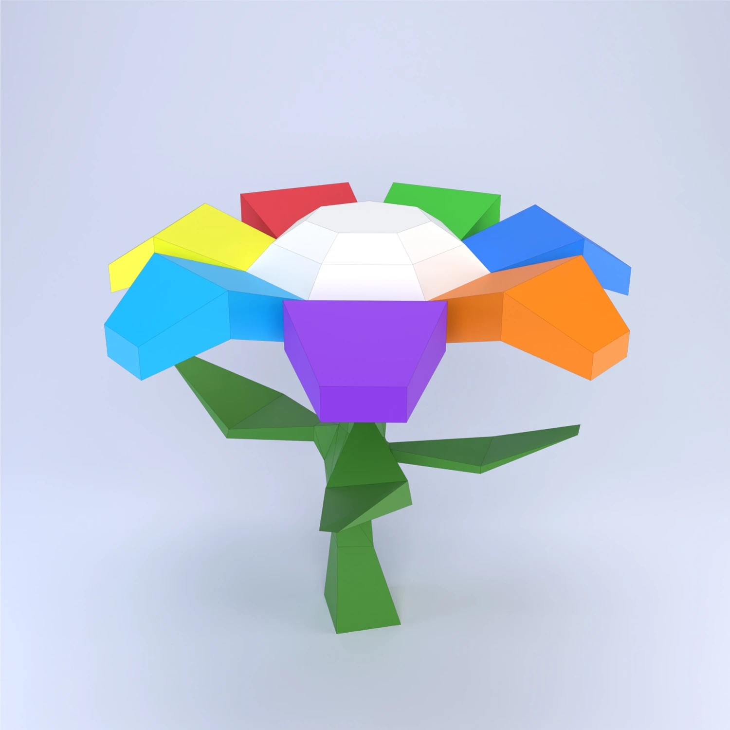 Low Poly Seven-Color Wishing Flower Papercraft Template | DIY 3D ...