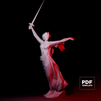 The Motherland Calls Papercraft Low Poly Decoration, PDF Template, DIY Paper 3D CumulusCraft