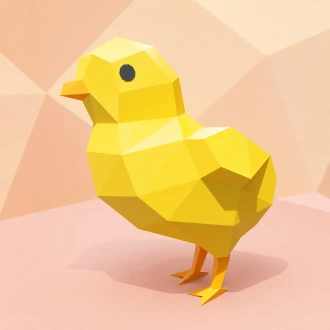 Poussinou (Chick) Papercraft, Lowpoly Papercraft, Fovea - Papercraft - Nonitt