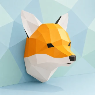 Renardo (Fox Head) Papercraft, Lowpoly Papercraft, Fovea - Papercraft - Nonitt