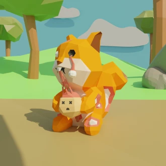 Cucureuil Halloween (Squirrel Dead by Chestnut) Papercraft, Lowpoly Papercraft, Fovea - Papercraft - Nonitt