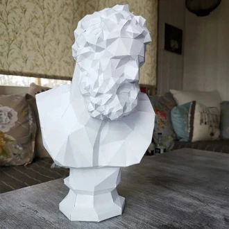 Hercules Bust Papercraft PDF Template, DIY Paper Low Poly Sculpture Pattern