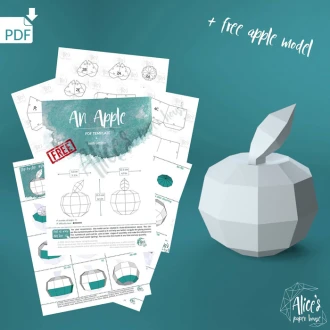 Apple 3D Decor Low poly Papercraft, DIY, PDF