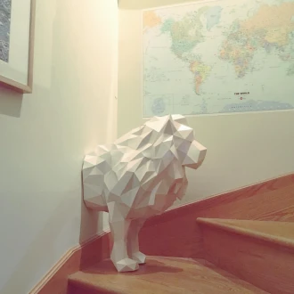 Lion Through The Wall papercraft. You get PDF digital file templates and instructions for these DIY modern paper sculpture.