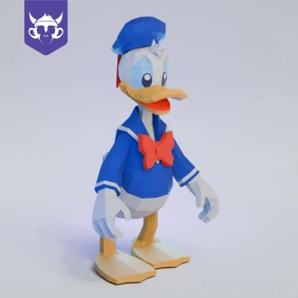 DONALD DUCK, Papercraft, Template, DIY, Paper, Low Poly, Cute, Kawaii, 3D Model, Pdf Low Poply, Kids Toy