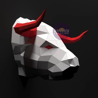 Bull Head New PDF Template, Low Poly, Paper Sculpture, DIY, Pepakura Pattern, Handmade, Papercraft, Lowpoly, Lowpoly Papercraft