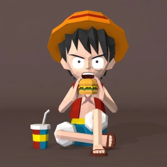 Papercraft Luffy Burger, Papercraft One Piece, PDF Templates, Paper Art, 3D Design for Craft, Home Decor, Do It Yourself, 3DIER, PDF Patterns